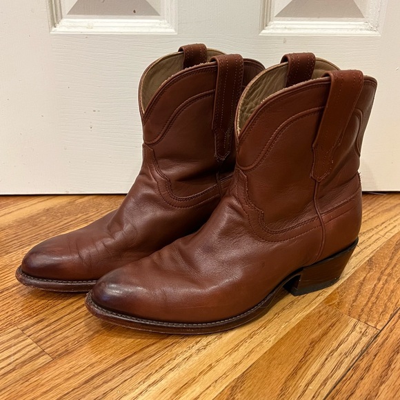 Tecovas The Penny Leather Bovine Brown Western Boots Women’s Ankle Size 7.5 - Picture 2 of 6